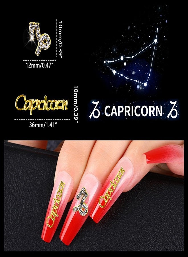 JERCLITY 20pcs Gold Alloy Capricorn Zodiac Nail Charms 10pcs Capricorn Sign Symbols Nail Charms 10pcs Capricorn Words Nail Charms for Nails（Capricorn Dates: December 22 to January 19）, JSP438 - Image 2